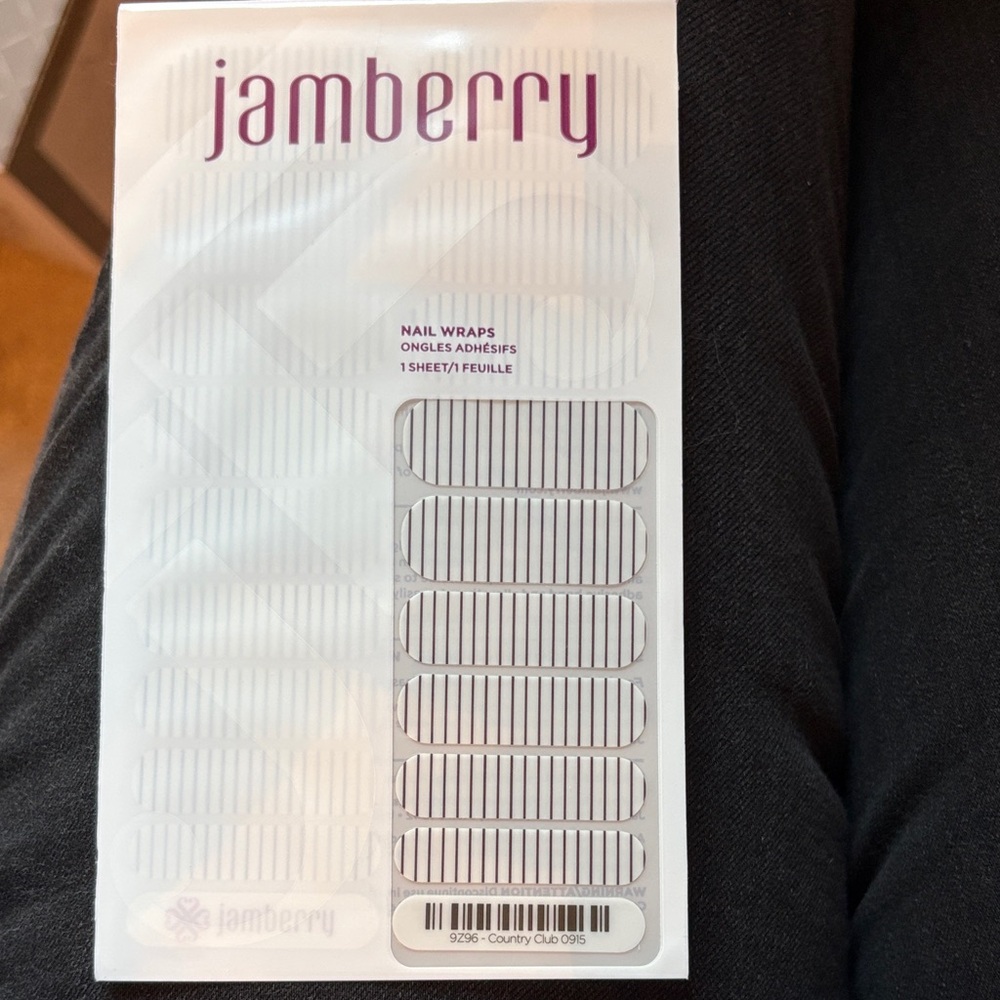 Jamberry Black and White Striped Nail Wraps - “Country Club”